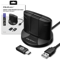 Qoltec Intelligent Smart ID chip card reader SCR-0632 USB 2.0 + USB-C Adapter
