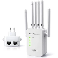 Qoltec WiFi 5 Signal Booster Repeater Access Point AC1200 6 antennas 2x RJ45 128MB