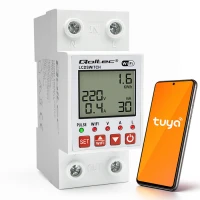 Qoltec Wi-fi DIN rail relay with electricity meter 63A Timer Tuya Wi-Fi LED