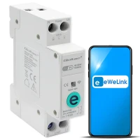 Qoltec Wi-fi DIN rail relay with electricity meter 63A eWeLink by Sonoff Wi-Fi LED