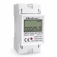 Qoltec Single phase electronic energy consumption meter 230 V LCD 2P DIN rail