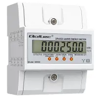 Qoltec Three-phase electronic meter DIN rail energy consumption meter 400V 100A LCD 4P