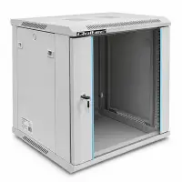 Qoltec RACK Cabinet 19" 12U 600 x 635 x 450 Tempered doors Hanging Steel case Lock Grey