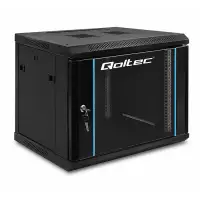 Qoltec RACK Cabinet 19" 9U 600 x 500 x 450 Tempered doors Hanging Steel case Lock Black