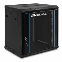 Qoltec RACK Cabinet 19" 12U 600 x 635 x 450 Tempered doors Hanging Steel case Lock Black