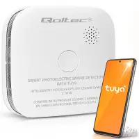 Qoltec Certified wireless smoke detector with battery Tuya Wi-fi sensor service life 10 years alarm 85dB LED