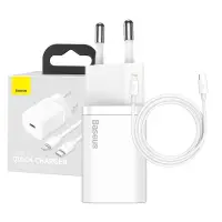 Baseus Super Si kiirlaadija 1C 20W USB-C kaabliga Lightningi jaoks 1m