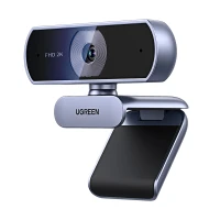 Webcam USB FHD 2K@30FPS with Dual Noise Cancelling Microphone, Privacy Cover