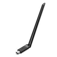 Wi-Fi USB High-Gain Dual Band Adapter 2.4GHz 287Mbps + 5GHz 600Mbps with External Antenna 6dBi, Black
