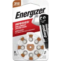 Zinc Air Battery AC312E (V312, HA312, PR41, 7002ZD) for hearing aid 1.45V Energizer 8pcs blister