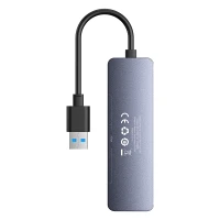 Hub USB-A to USB 3.0 4-Ports + USB-C Power Port 15cm, Gray
