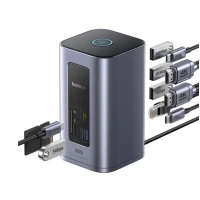 Docking Station 1in12 USB C plug - 2xHDMI RJ45 SD/TF USB3 NU1 Air Spacemate BASEUS