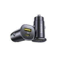 Car Fast Charger GoTrip 30W 12-24V USB-A + USB-C QC PD, Black