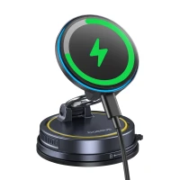 Car Magnetic Suction Cup Mount for Smartphones with Wireless Charging 15W PrimeTrip VC2 Flex Pro, Black