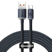Cable USB A - USB C 1.2m PD2.0 100W (do not compatible with iPhone 15) 20V 5A QC3.0 Crystal Shine black BASEUS