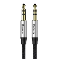 Cable AUX 3.5mm-3.5mm stereo audio, 1.0m silver / black BASEUS