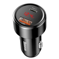 Car Quick Charger 12-24V 45W USB + USB-C QC4+ PD3.0 with Voltage, Current Display