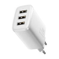 Wall Charger 17W 3xUSB 3.4A, White
