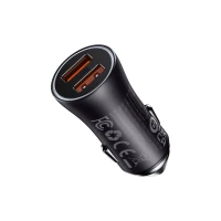 Car Quick Charger 60W 12-24V 2xUSB QC4+ SCP AFC, Dark Gray