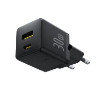 Wall Fast Charger Palm 30W USB + USB-C QC3.0 PD3.0, Black