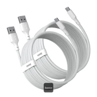 Cable USB A - USB C 1.5m 40W 5A QC3.0 PD, White (2 pcs) (do not compatible with iPhone) BASEUS