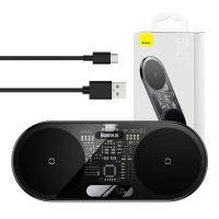 Двойное беспроводное зарядное устройство Qi Baseus Digital LED Display, 20 Вт