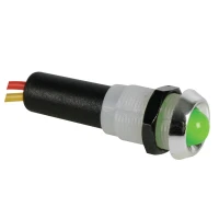 Green LED light, 12V - chrome housing