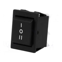 ROCKER; DP3T; Pos: 3; (ON)-OFF-(ON); 16A/250VAC; 20A/28VDC; black