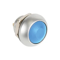 MINI push button switch, round, metal, with blue button: 1P SPST OFF-(ON)