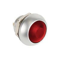 MINI push button switch, round, metal, with red button: 1P SPST OFF-(ON)