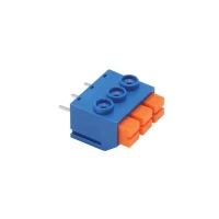 Screwless connection terminal, 3 contacts, blue, 5mm contact spacing