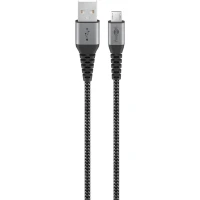 Micro-USB to USB-A Textile Cable with Metal Plugs (Space Grey/Silver), 0.5 m