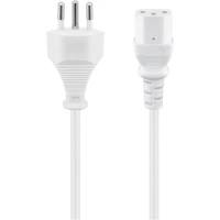 IEC Cord Switzerland, 2 m, White, (3*0.75 mm²)