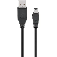 USB-A to Mini-B Cable, 0.3 m, black
