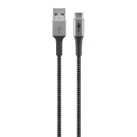 USB-C™ to USB-A Textile Cable with Metal Plugs (Space Grey/Silver), 0.5 m