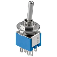 Переключатель миниатюрный, 2x UM, 6 контактов, синий корпус
