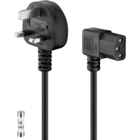 IEC Cord UK 90°, 2 m, black, (3*1 mm²)