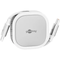 Self-Retracting USB-C™ Cable, 1 m, white;silver