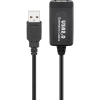 Active USB Extension Cable, 10 m, black