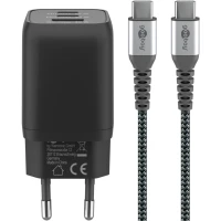 Set of USB-C™ Fast Charger Nano (65 W) and USB-C™ Textile Cable (1 m)