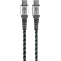 USB-C ™ to USB-C ™ Textile Cable with Metal Plugs (Space Grey/Silver), 0.5 m