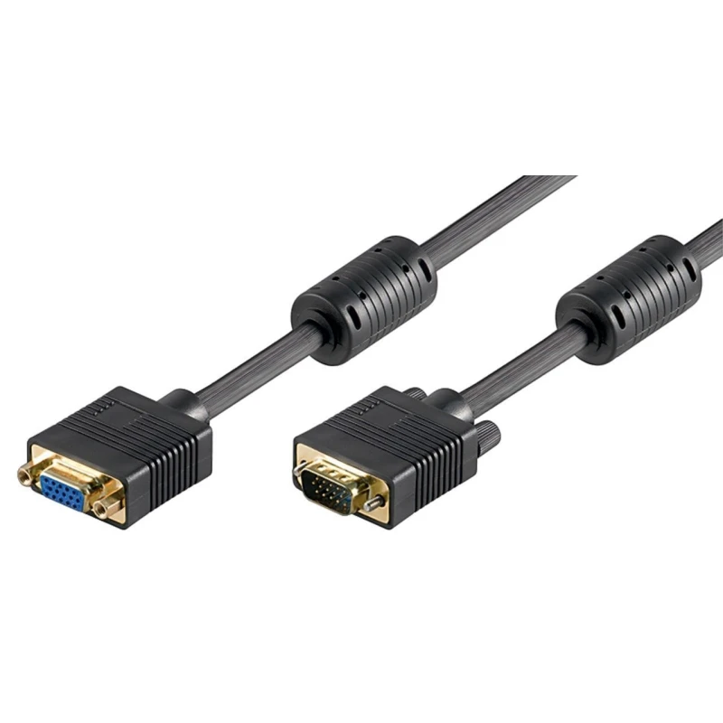 VGA pikenduskaabel HD15M/HD15F+ferriitidega 3m Must