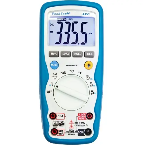 Multimeeter Peaktech 3355-ET ACA/DCA/ACV/DCV/R/C/f/t IP67 CAT IV 600V