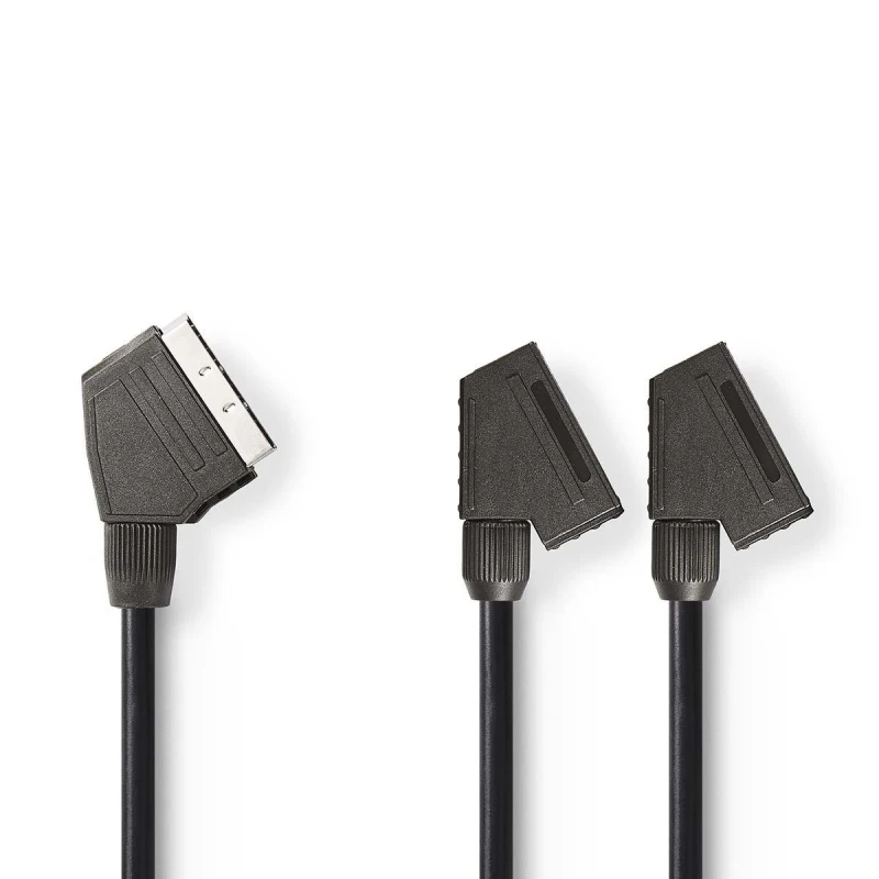 Adapter SCART plug-2*SCART socket A/V 0.2m Black