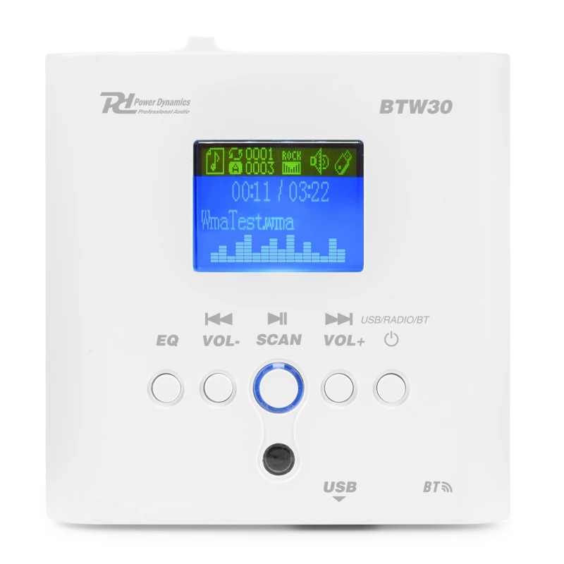Süvistatav helivõimendi meediakeskus seina BTW30 BT/FM/USB 2*15W