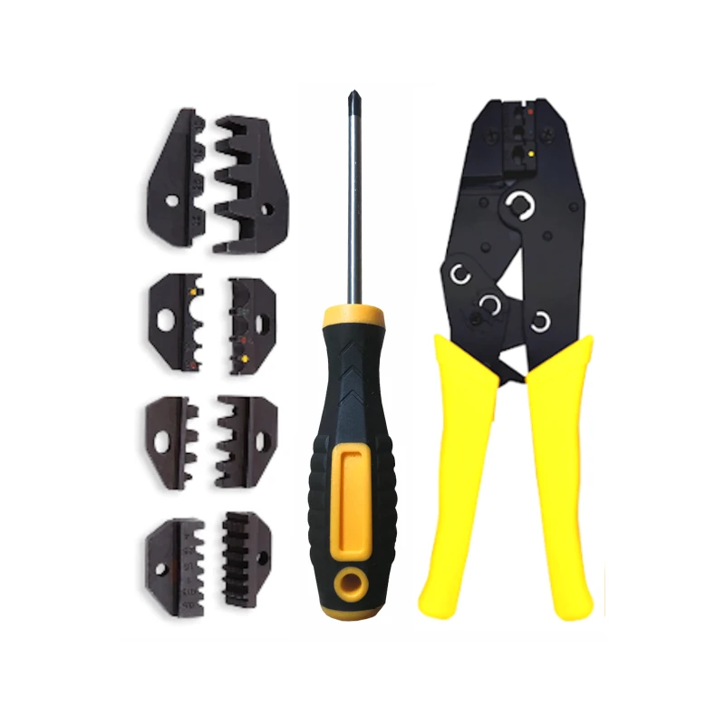 Пресс-клещи плоскогубцы для клемм 5 сменных наконечников