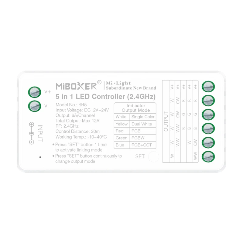 5 in 1 LED control receiver RF 12-24V 12A(6A) Mi Boxer