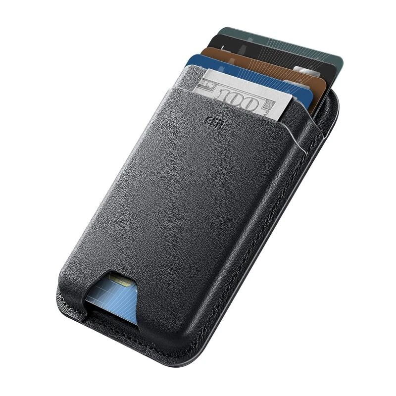 Кармашек для карт с магнитом для телефона черный iPhone 12 и новее