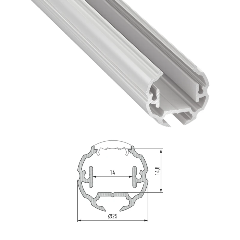 Profile COS 2.02m round 25mm to 14mm LED strip White