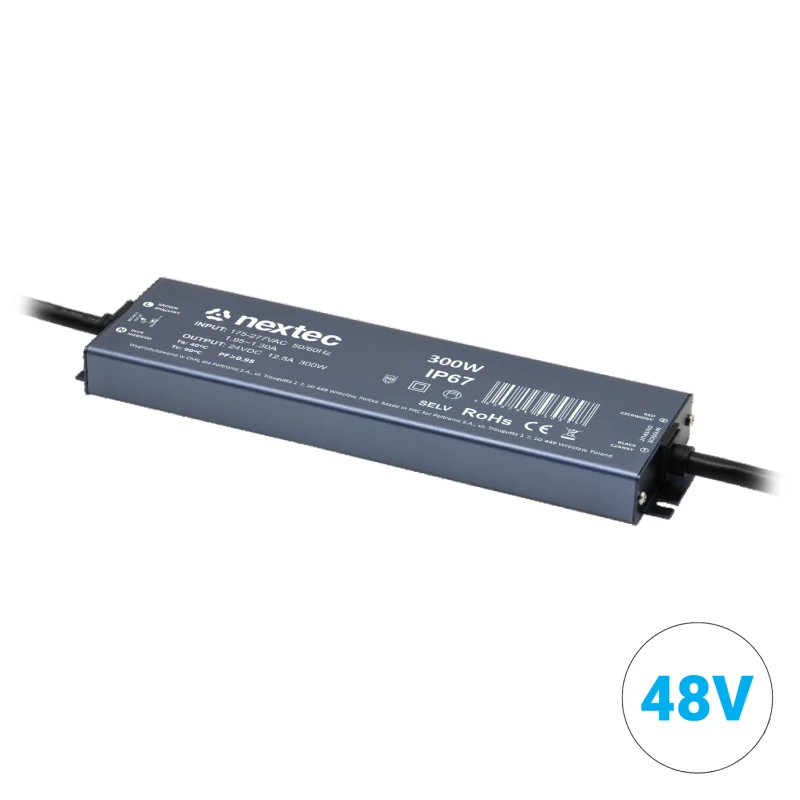 Toiteplokk 48VDC 6.3A 300W IP67 282*86*24mm Super Slim